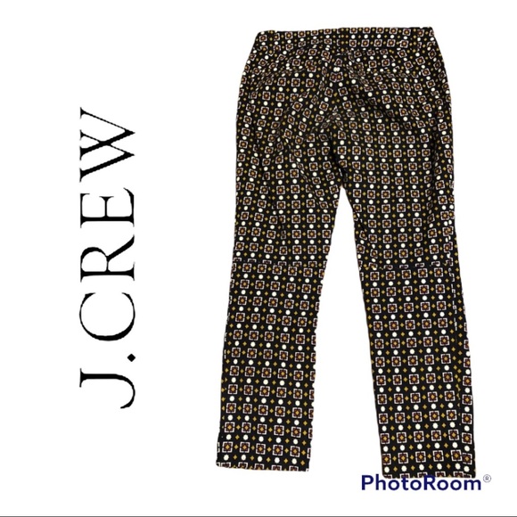 J. Crew Stretch Print Blue Ankle Pants - Picture 1 of 7
